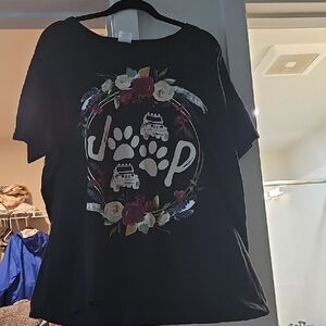 Jeep Black Short Sleeve Tee with Floral Design